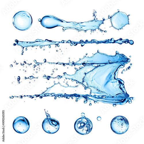 Water Dance of Raindrops Coalescing into Beautiful Droplets Art, Isolated on Transparent Background