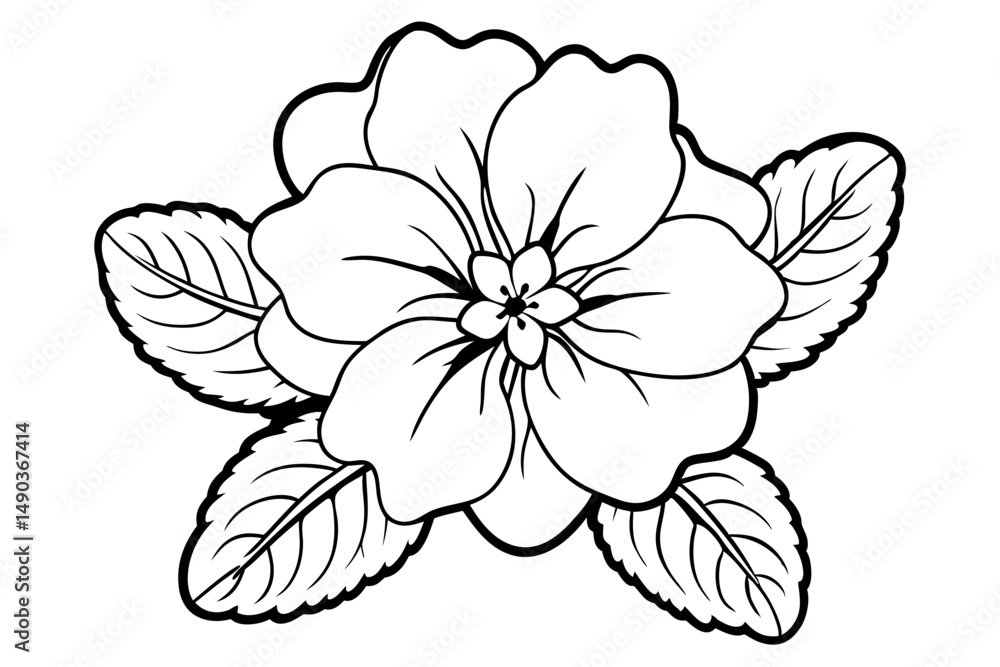 Fototapeta premium primrose flower silhouette line art vector illustration with a white background