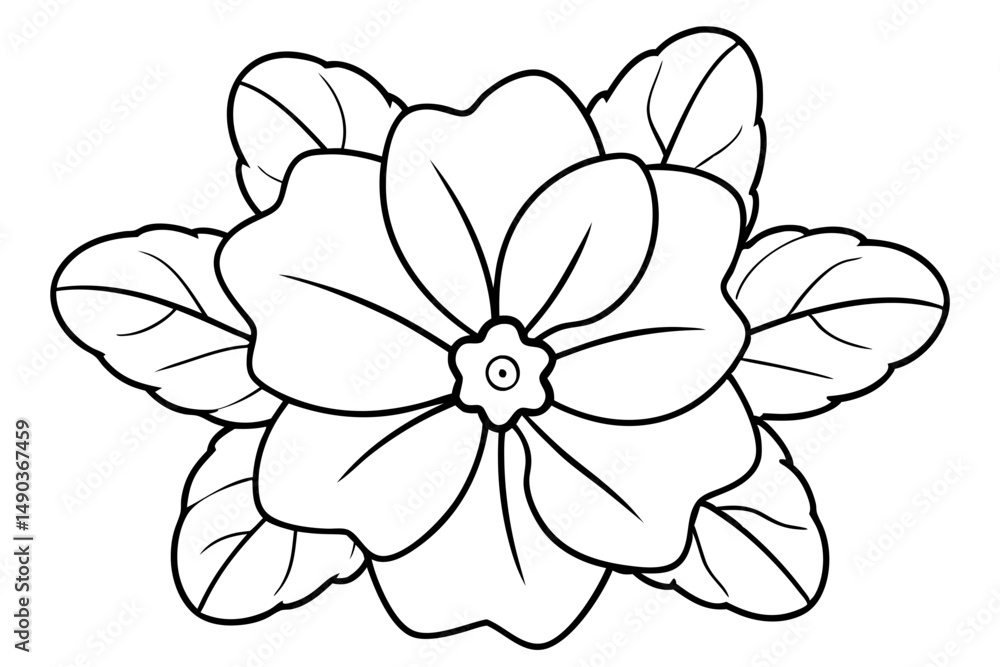 Fototapeta premium primrose flower silhouette line art vector illustration with a white background