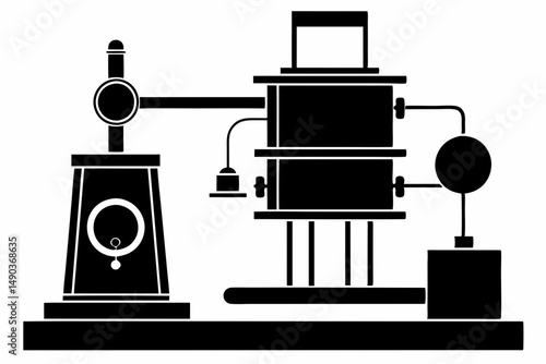 rheometer silhouette line art vector illustration with a white background