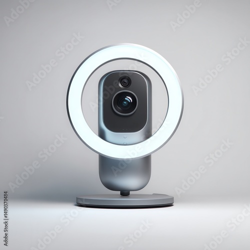 Modern Webcam with Integrated Ring Light for Streaming and Video Calls