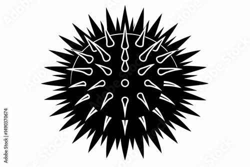 sea urchin silhouette line art vector illustration with a white background