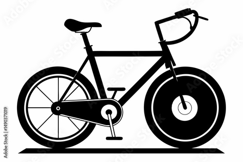 stationary bike silhouette line art vector illustration with a white background
