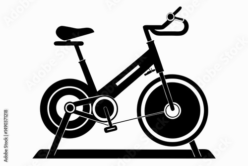 stationary bike silhouette line art vector illustration with a white background