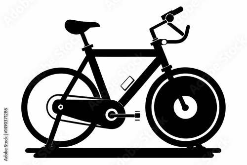 stationary bike silhouette line art vector illustration with a white background