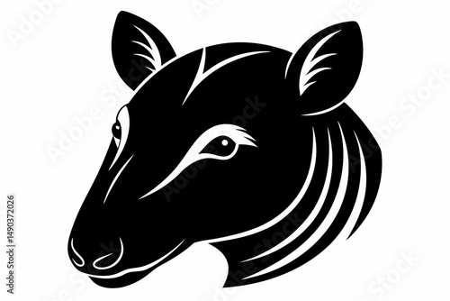 tapir head silhouette line art vector illustration with a white background