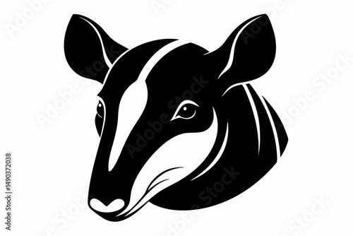 tapir head silhouette line art vector illustration with a white background