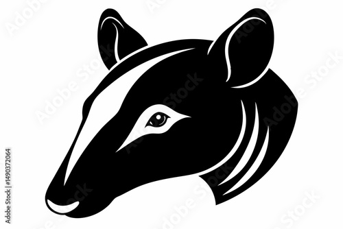 tapir head silhouette line art vector illustration with a white background