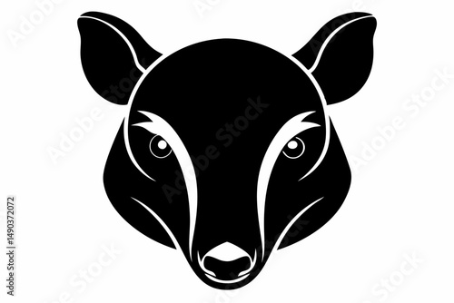 tapir head silhouette line art vector illustration with a white background