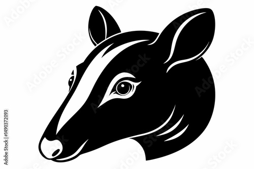 tapir head silhouette line art vector illustration with a white background