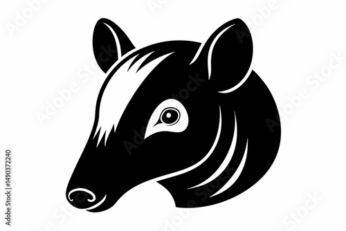 tapir head silhouette line art vector illustration with a white background