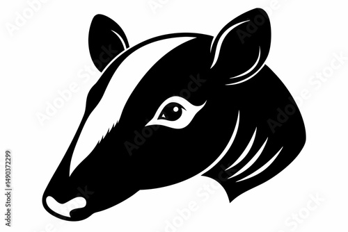 tapir head silhouette line art vector illustration with a white background