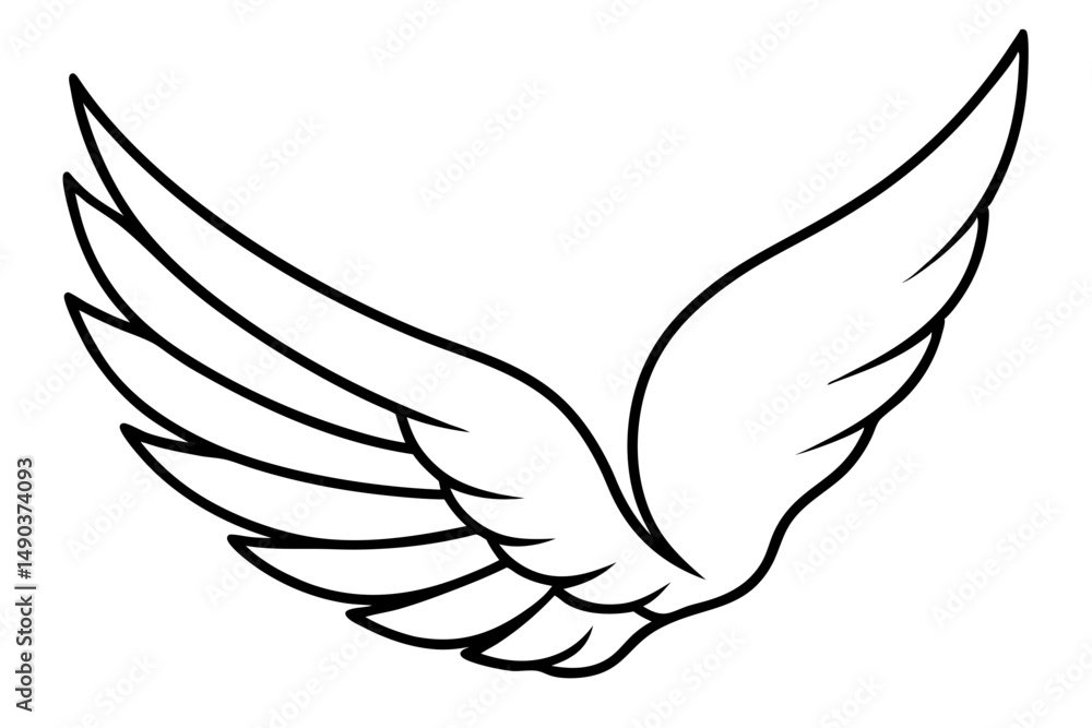 Obraz premium wing silhouette line art vector illustration with a white background