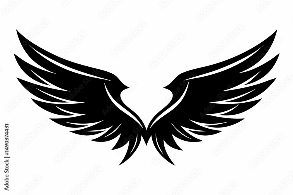 wing silhouette line art vector illustration with a white background wing silhouette line art vector illustration with a white background