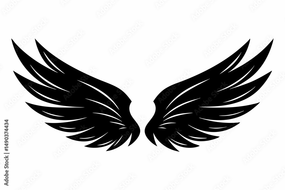 Fototapeta premium wing silhouette line art vector illustration with a white background