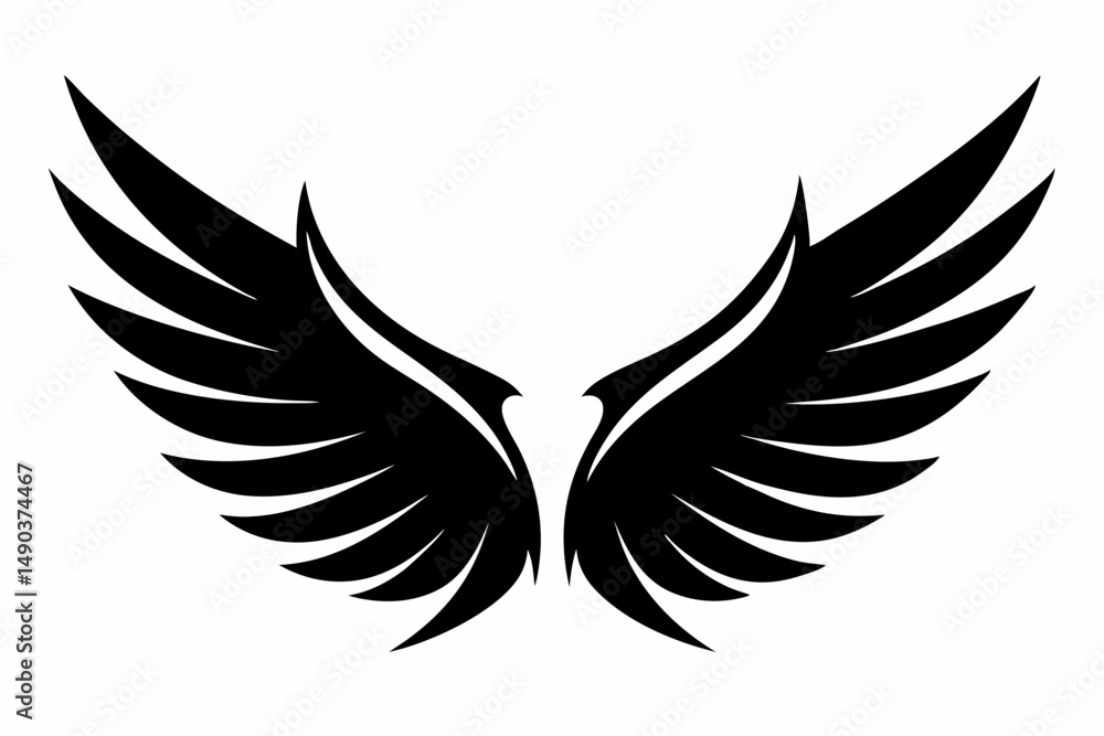 Obraz premium wing silhouette line art vector illustration with a white background