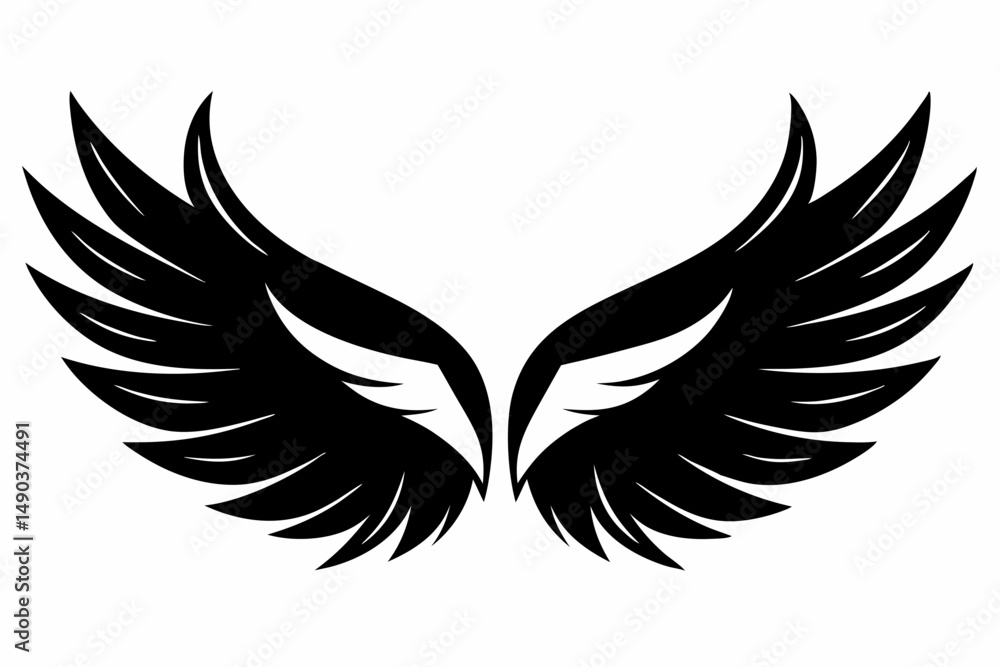 Fototapeta premium wing silhouette line art vector illustration with a white background