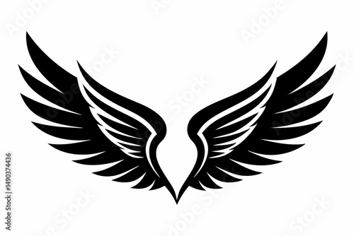 wing silhouette line art vector illustration with a white background