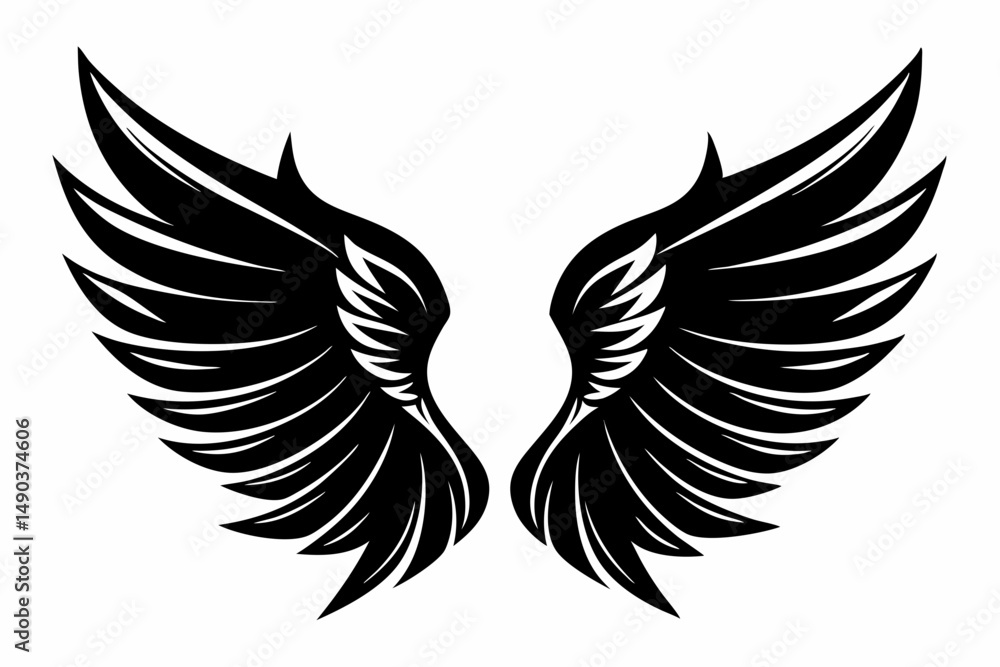 wing silhouette line art vector illustration with a white background wing silhouette line art vector illustration with a white background