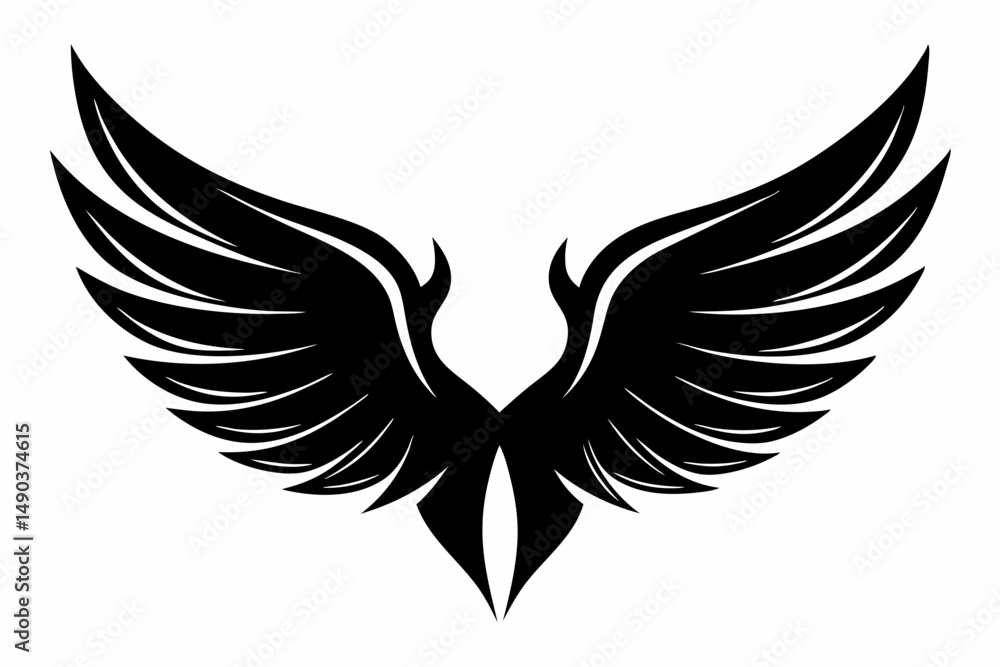 Obraz premium wing silhouette line art vector illustration with a white background