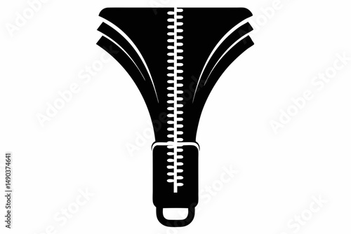 zipper silhouette line art vector illustration with a white background