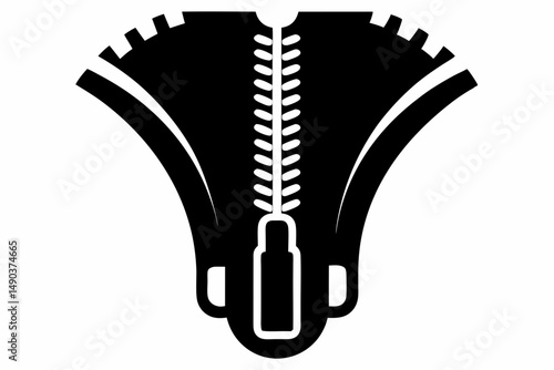 zipper silhouette line art vector illustration with a white background