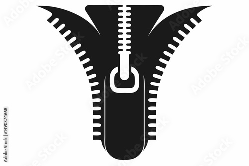 zipper silhouette line art vector illustration with a white background