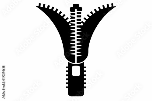zipper silhouette line art vector illustration with a white background