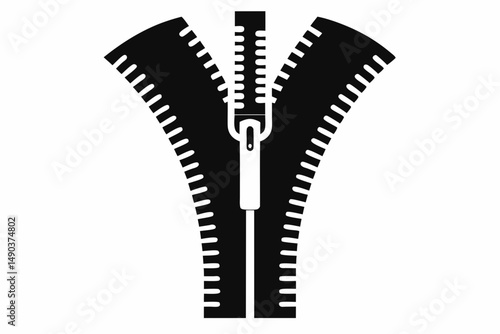 zipper silhouette line art vector illustration with a white background
