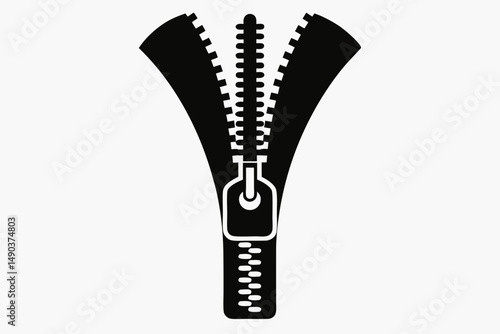 zipper silhouette line art vector illustration with a white background