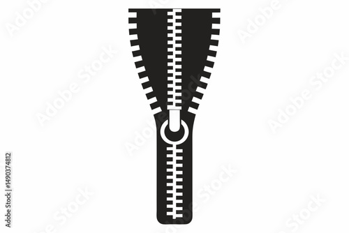 zipper silhouette line art vector illustration with a white background