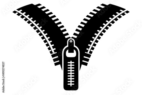 zipper silhouette line art vector illustration with a white background