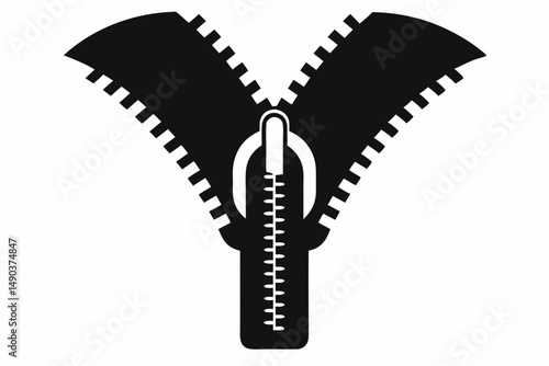 zipper silhouette line art vector illustration with a white background