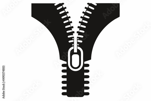 zipper silhouette line art vector illustration with a white background