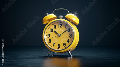 Wallpaper Mural Close-up view of a bright yellow vintage alarm clock on dark background Torontodigital.ca