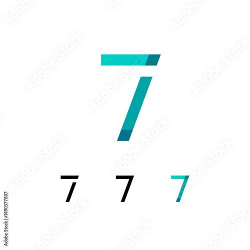Logo number 7, trendy modern numeral seven, set of four different numbers for your brand name design, vector illustration 10 EPS
