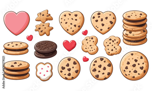 set of cookies vector on white background