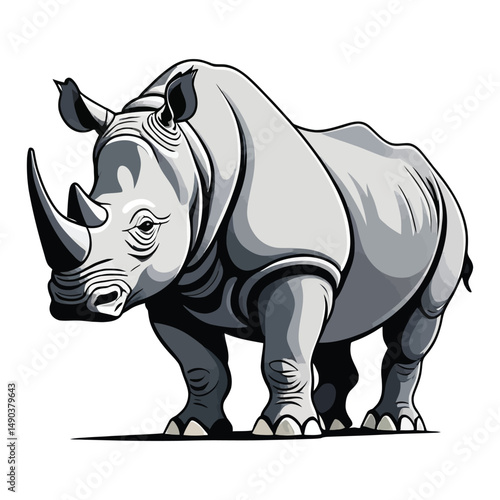 rhino vector illustration on white background