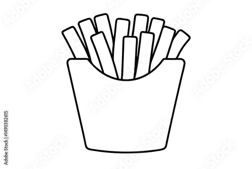 french fries silhouette line art vector illustration with a white background