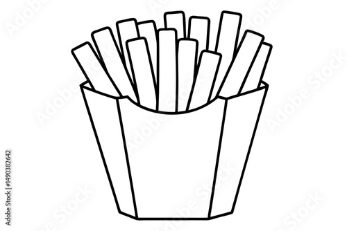 french fries silhouette line art vector illustration with a white background