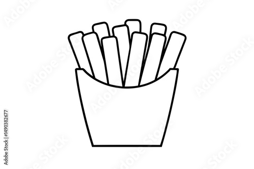 french fries silhouette line art vector illustration with a white background