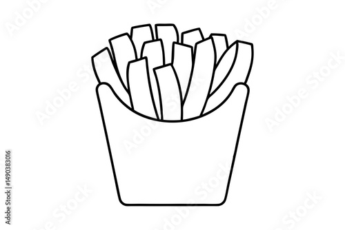 french fries silhouette line art vector illustration with a white background