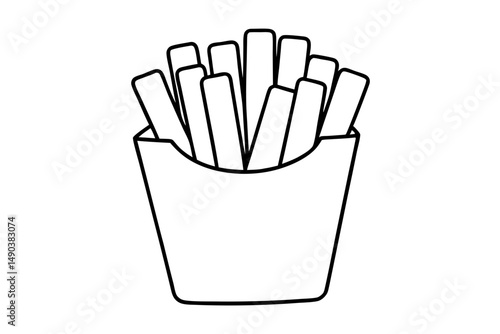 french fries silhouette line art vector illustration with a white background
