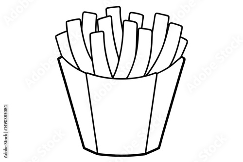 french fries silhouette line art vector illustration with a white background