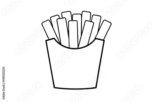 french fries silhouette line art vector illustration with a white background