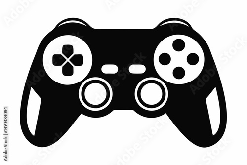 game pad silhouette line art vector illustration with a white background