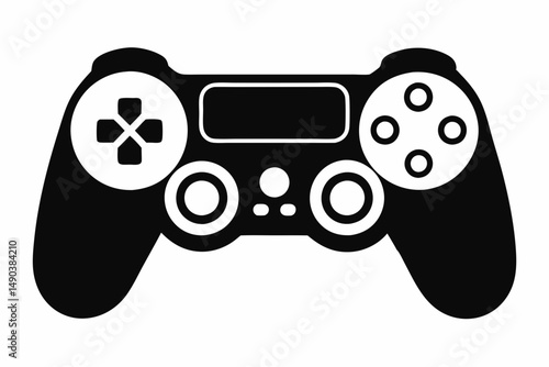 game pad silhouette line art vector illustration with a white background
