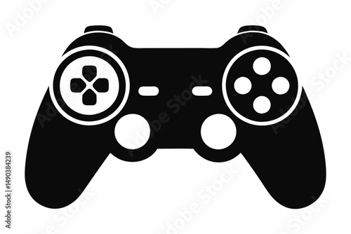 game pad silhouette line art vector illustration with a white background