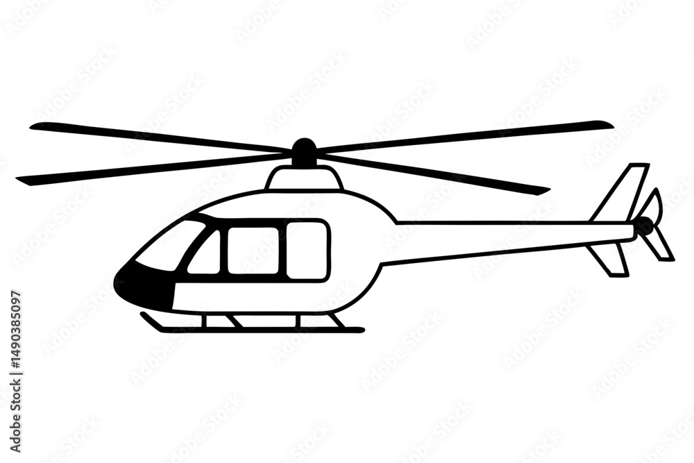helicopter silhouette line art vector illustration with a white background helicopter silhouette line art vector illustration with a white background