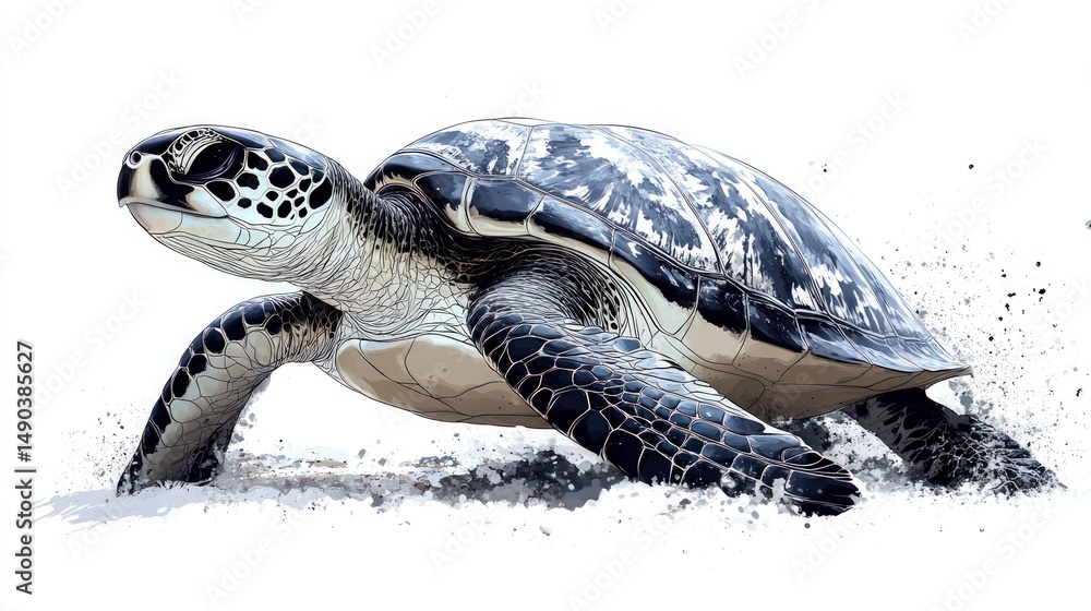 Fototapeta premium Sea turtle in motion